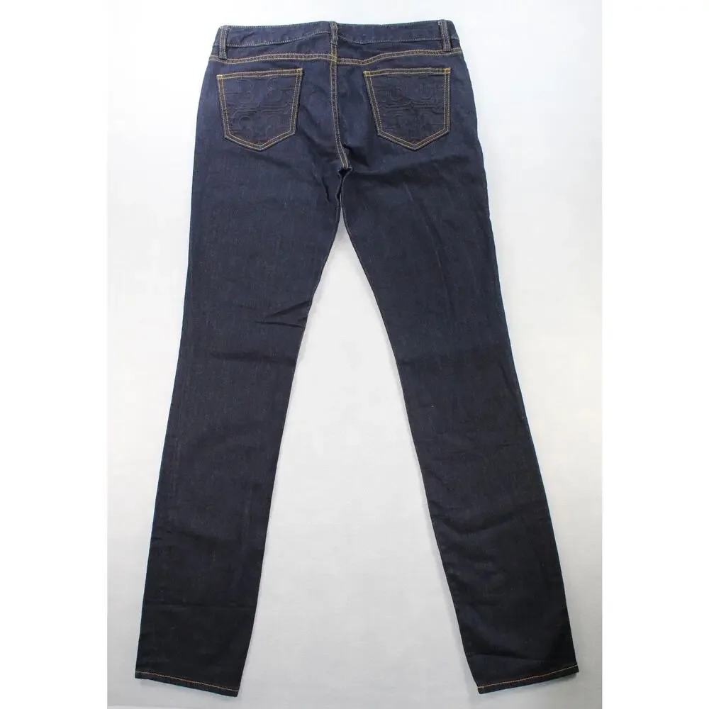 Tory Burch Super Skinny Jeans Women's 29 Dark Wash Gold Hardware